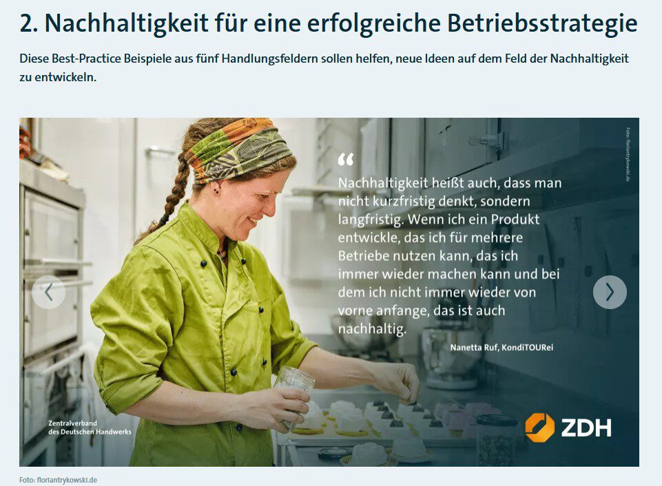 Bildschirmfoto der Seite des Zentralverbands des Deutschen Handwerks über die KondiTOURei