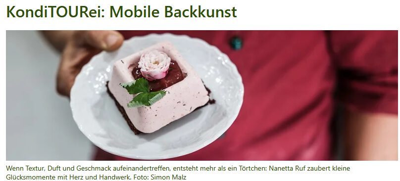Bildschirmfoto des Portraits über die KondiTOURei auf oekolandbau.de